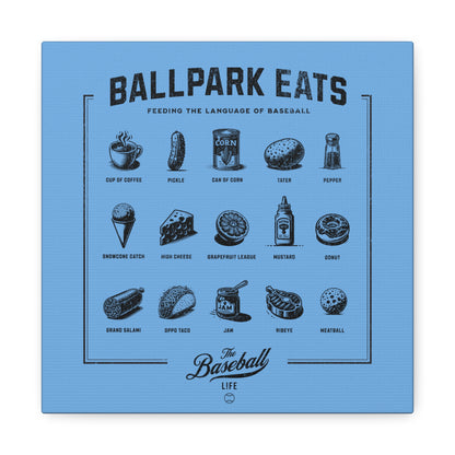 Ballpark Eats_Feeding the Language of Baseball Wall Art Canvas_Carolina Blue