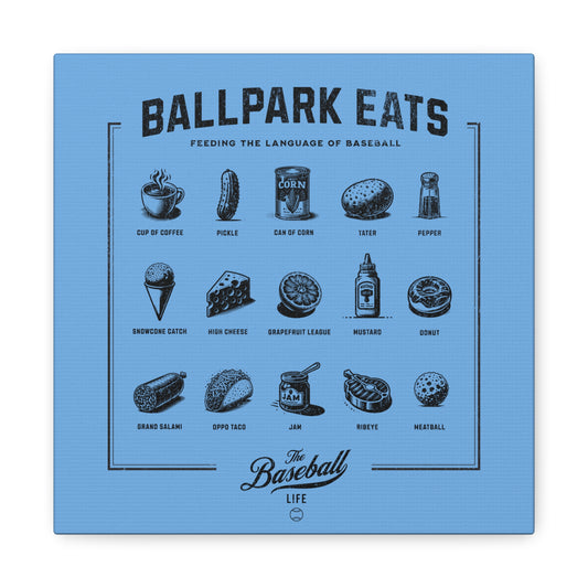 Ballpark Eats_Feeding the Language of Baseball Wall Art Canvas_Carolina Blue