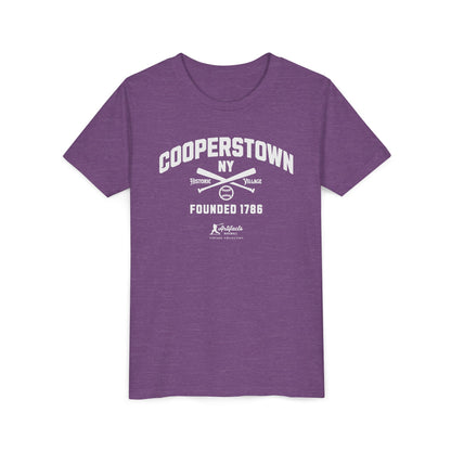 Youth Cooperstown NY White Print_Artifacts Baseball Collection T-Shirt