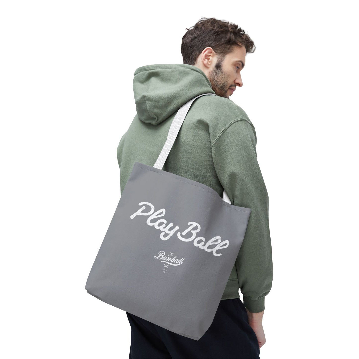 Play Ball Tote Bag_Gray with White Print