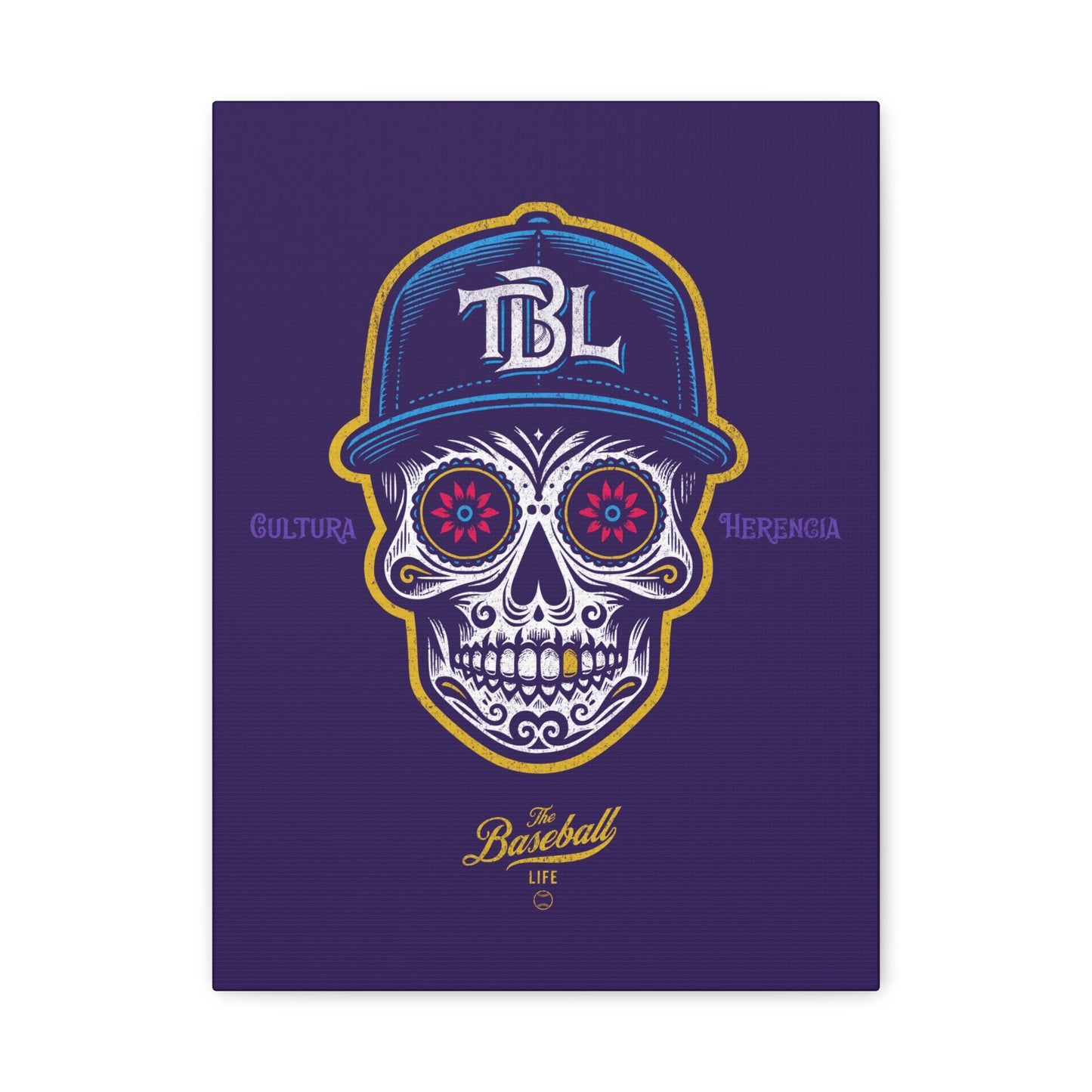 Beisbol Sugar Skull Series_Player 1 Wall Art Canvas_Purple