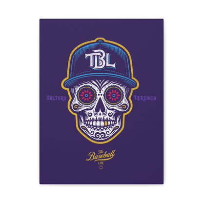 Beisbol Sugar Skull Series_Player 1 Wall Art Canvas_Purple
