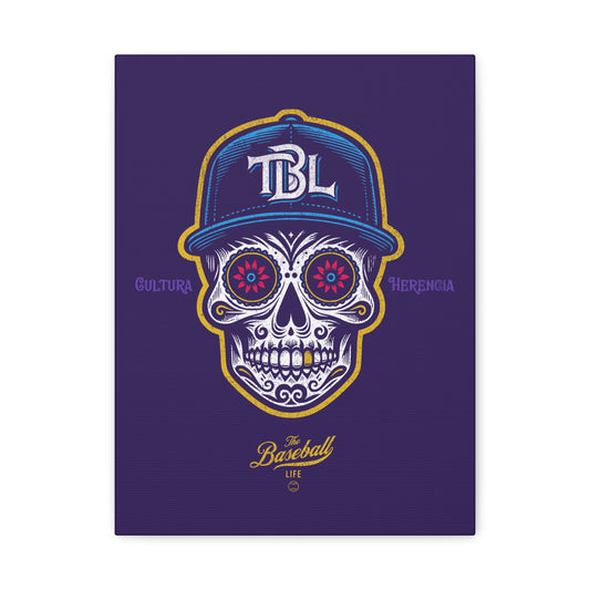 Beisbol Sugar Skull Series_Player 1 Wall Art Canvas_Purple