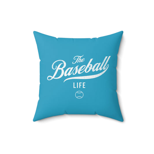 The Baseball Life Accent Pillow_Turquoise w White Print