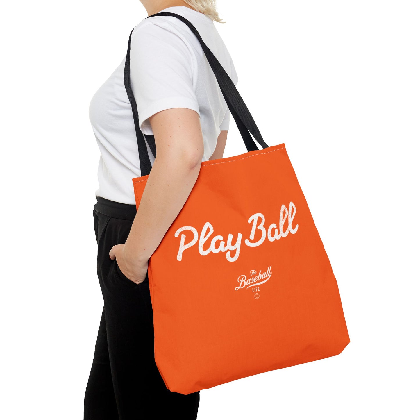 Play Ball Tote Bag_Orange with White Print