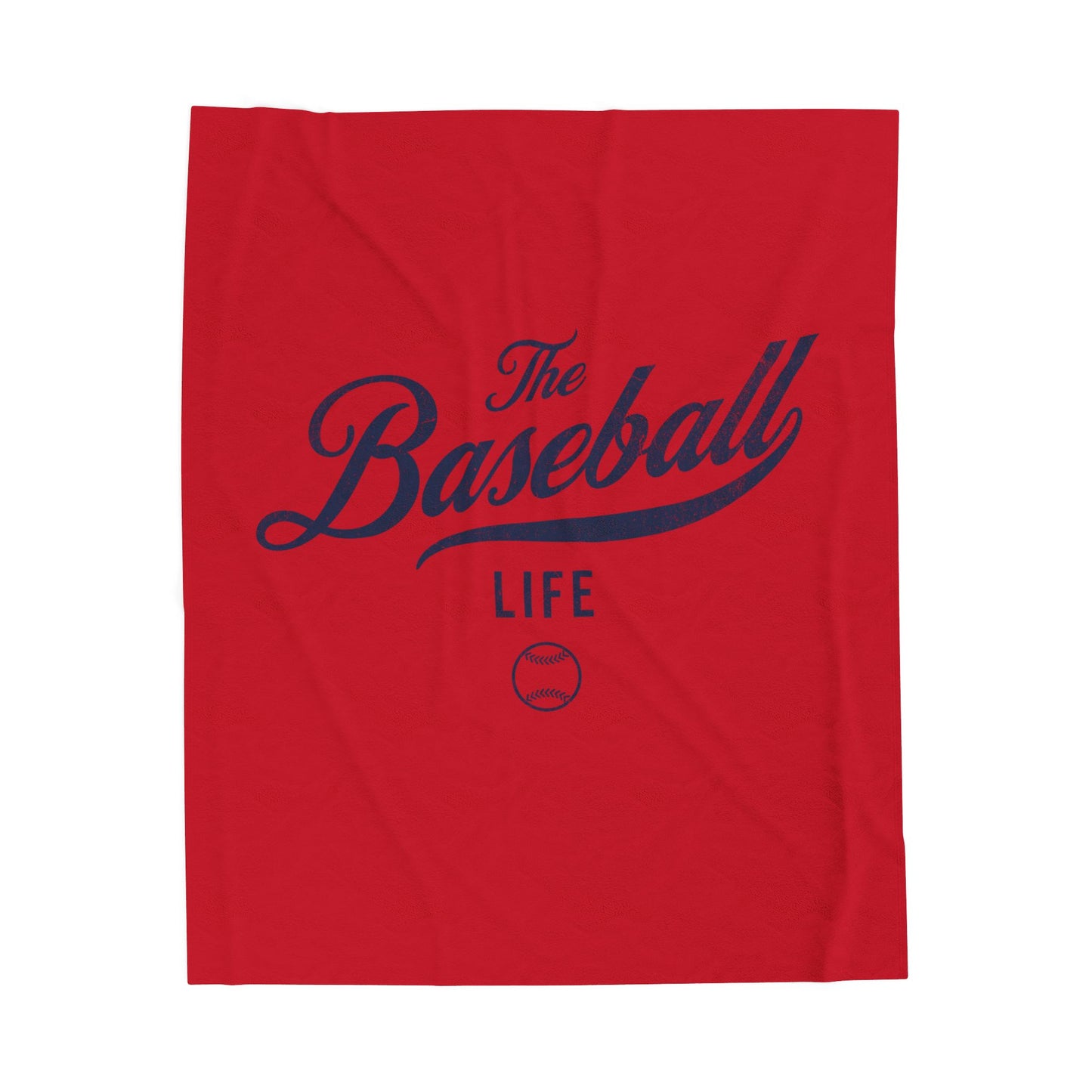 Velveteen Plush Blanket_Red with Navy Print
