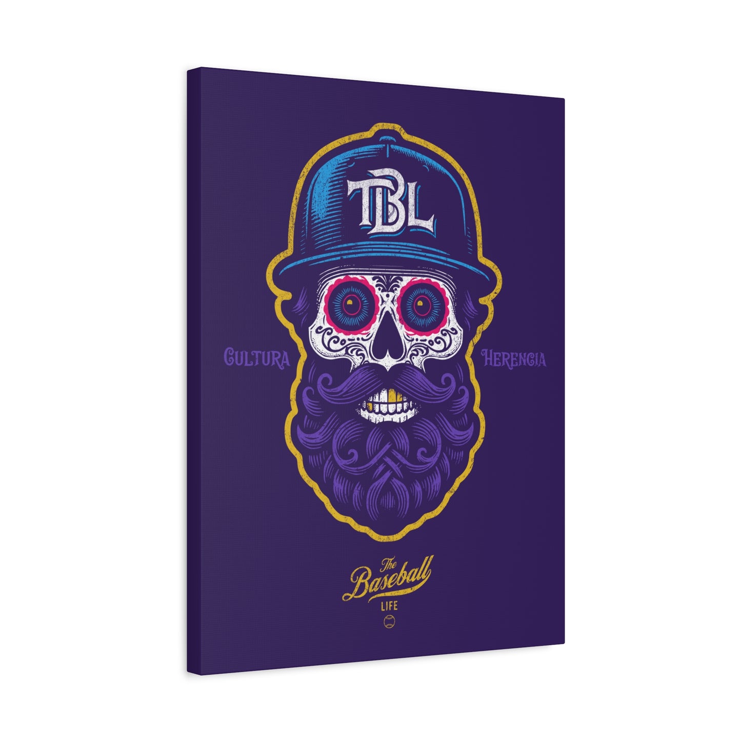 Beisbol Sugar Skull Series_Player 2 Wall Art Canvas_Purple