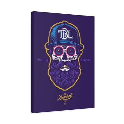 Beisbol Sugar Skull Series_Player 2 Wall Art Canvas_Purple