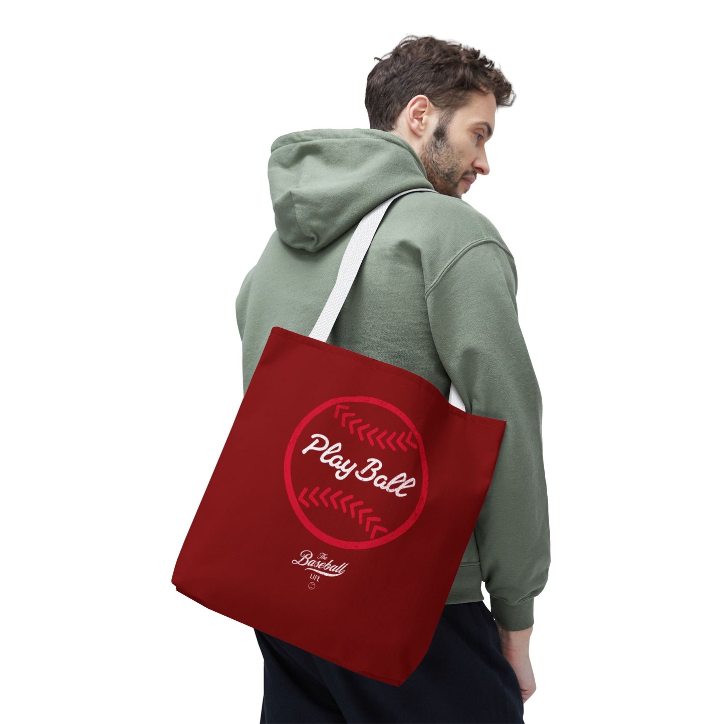 Baseball Icon Play Ball Tote Bag_Maroon