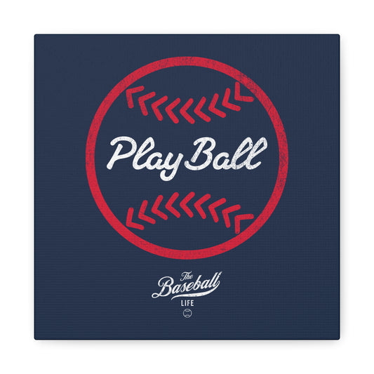 Play Ball Graphic Baseball Wall Art Canvas_Navy