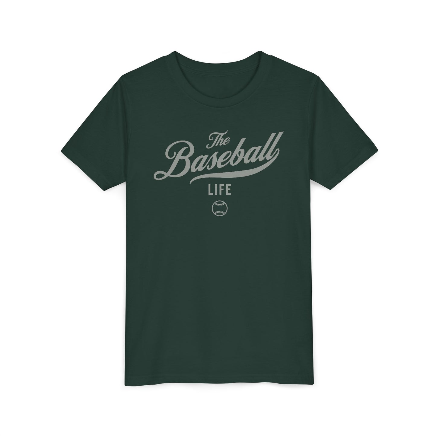 Youth The Baseball Life Classic Script T-Shirt_Silver Gray Print