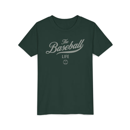 Youth The Baseball Life Classic Script T-Shirt_Silver Gray Print