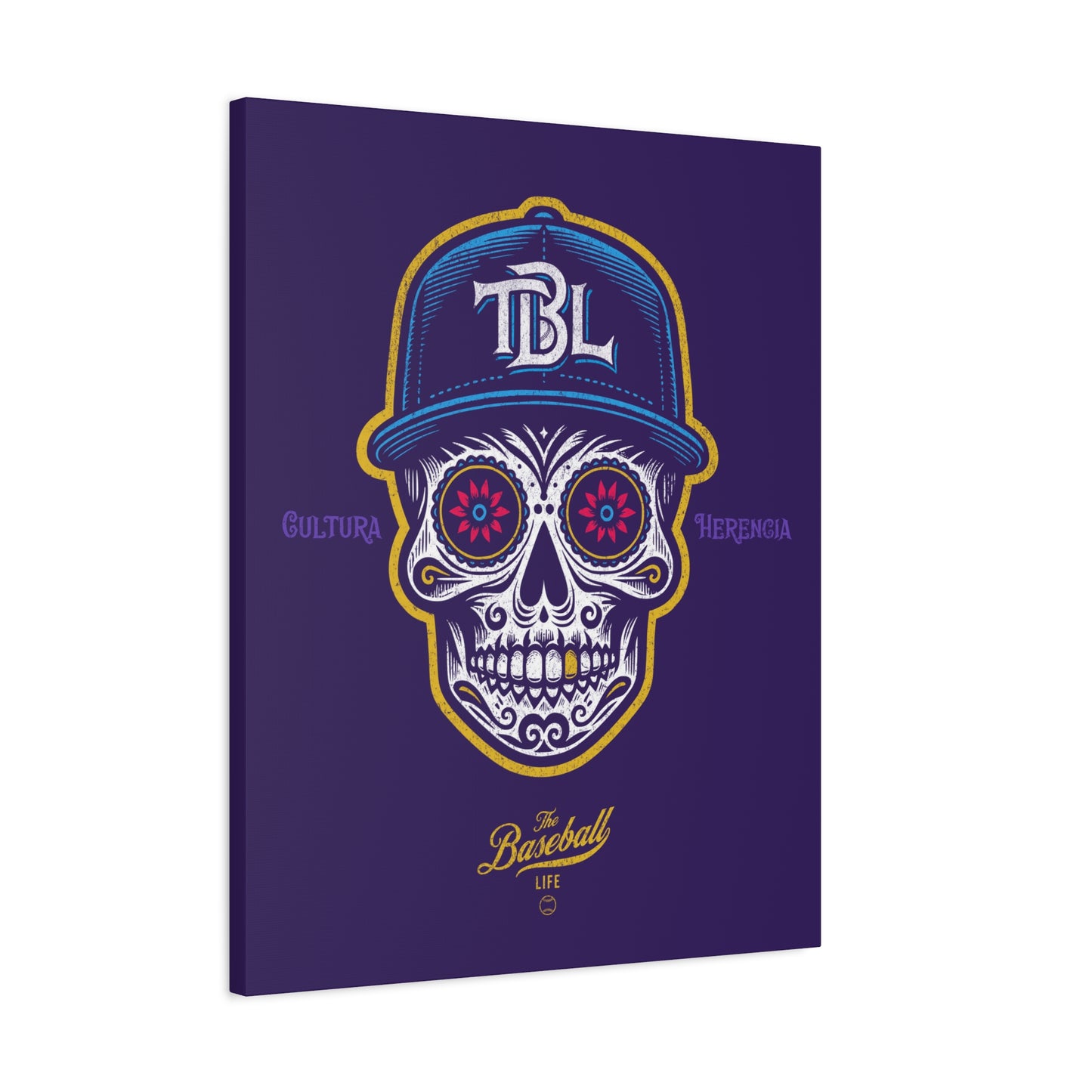 Beisbol Sugar Skull Series_Player 1 Wall Art Canvas_Purple