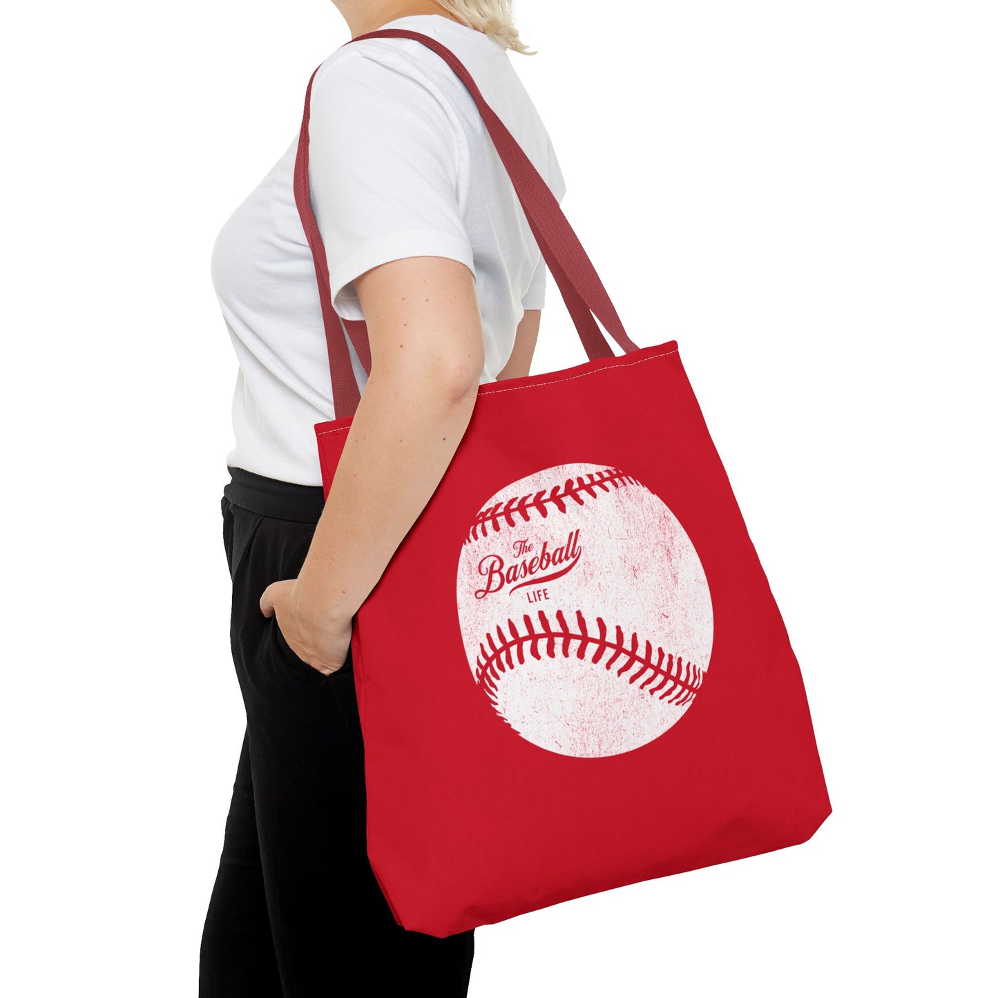 Weathered Baseball Tote Bag_Red