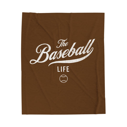 Velveteen Plush Blanket_Brown with White Print