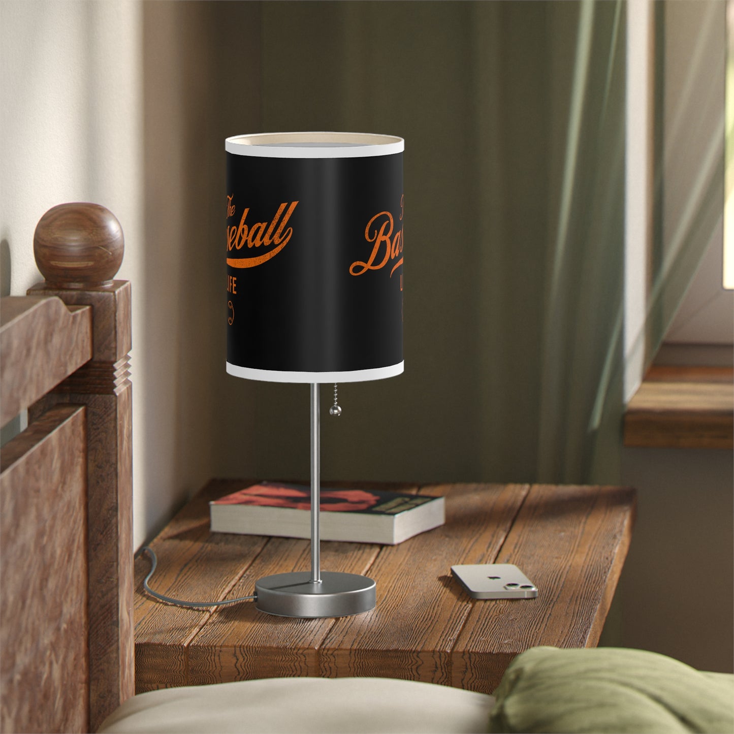 Table Lamp_Black w Orange Print