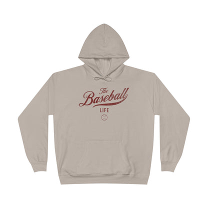 The Baseball Life Hoodie w/Grommets_Maroon Print