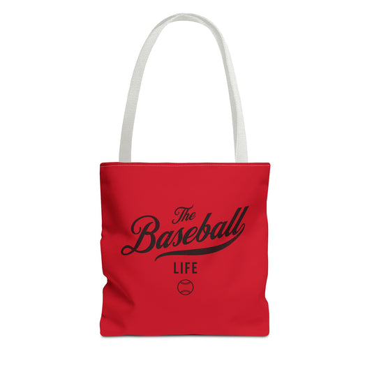 The Baseball Life Tote Bag_Red w Black Print