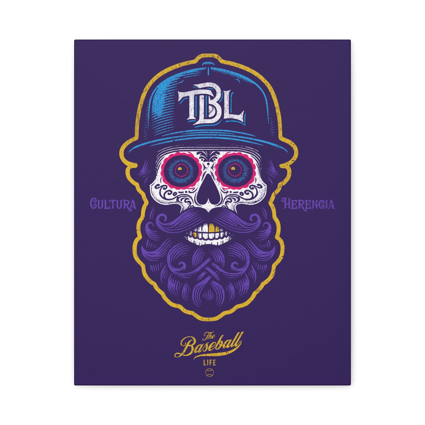 Beisbol Sugar Skull Series_Player 2 Wall Art Canvas_Purple
