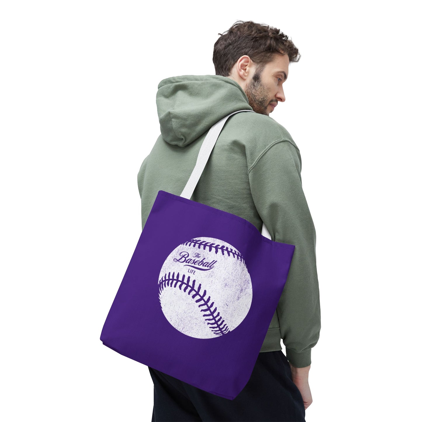 Weathered Baseball Tote Bag_Purple
