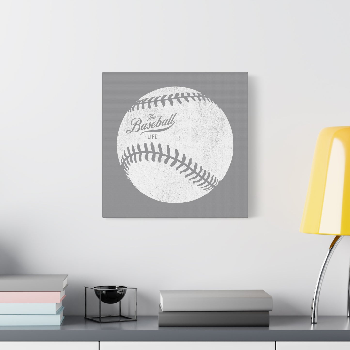 Weathered Baseball Wall Art Canvas_Medium Gray