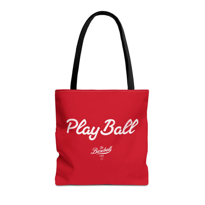 Play Ball Tote Bag_Red with White Print