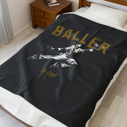 Velveteen Plush Blanket_Baller_Black