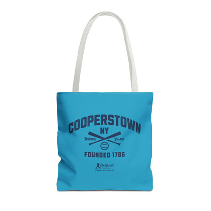 Cooperstown, NY Tote Bag_Turquoise w Navy Print