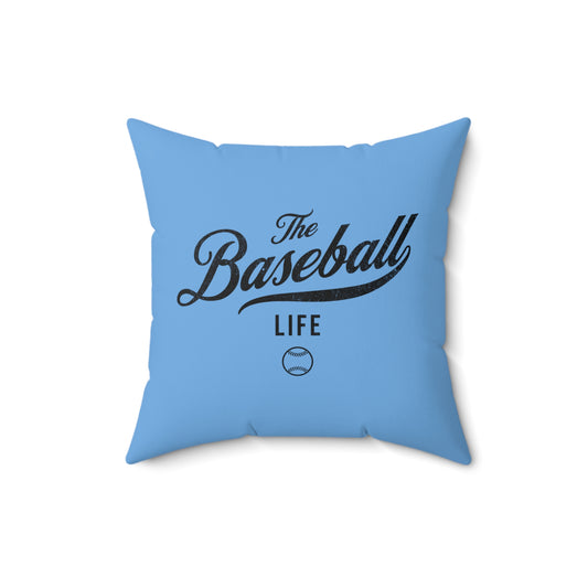 The Baseball Life Accent Pillow_Carolina Blue w Black Print