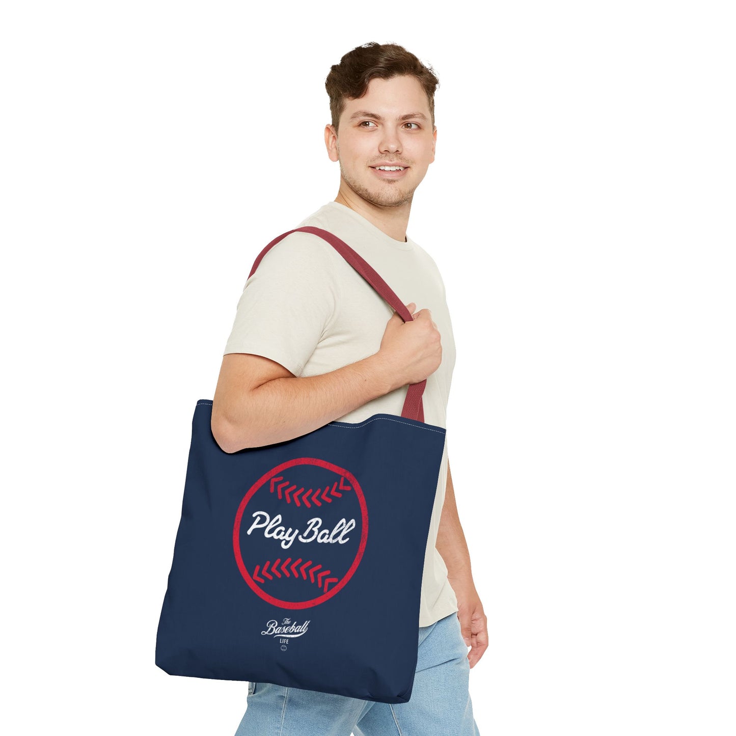Baseball Icon Play Ball Tote Bag_Navy
