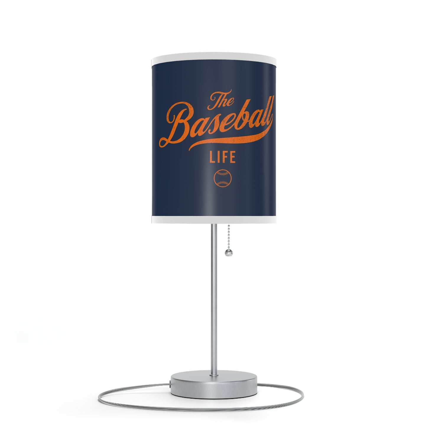 Table Lamp_Navy w Orange Print