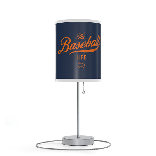 Table Lamp_Navy w Orange Print