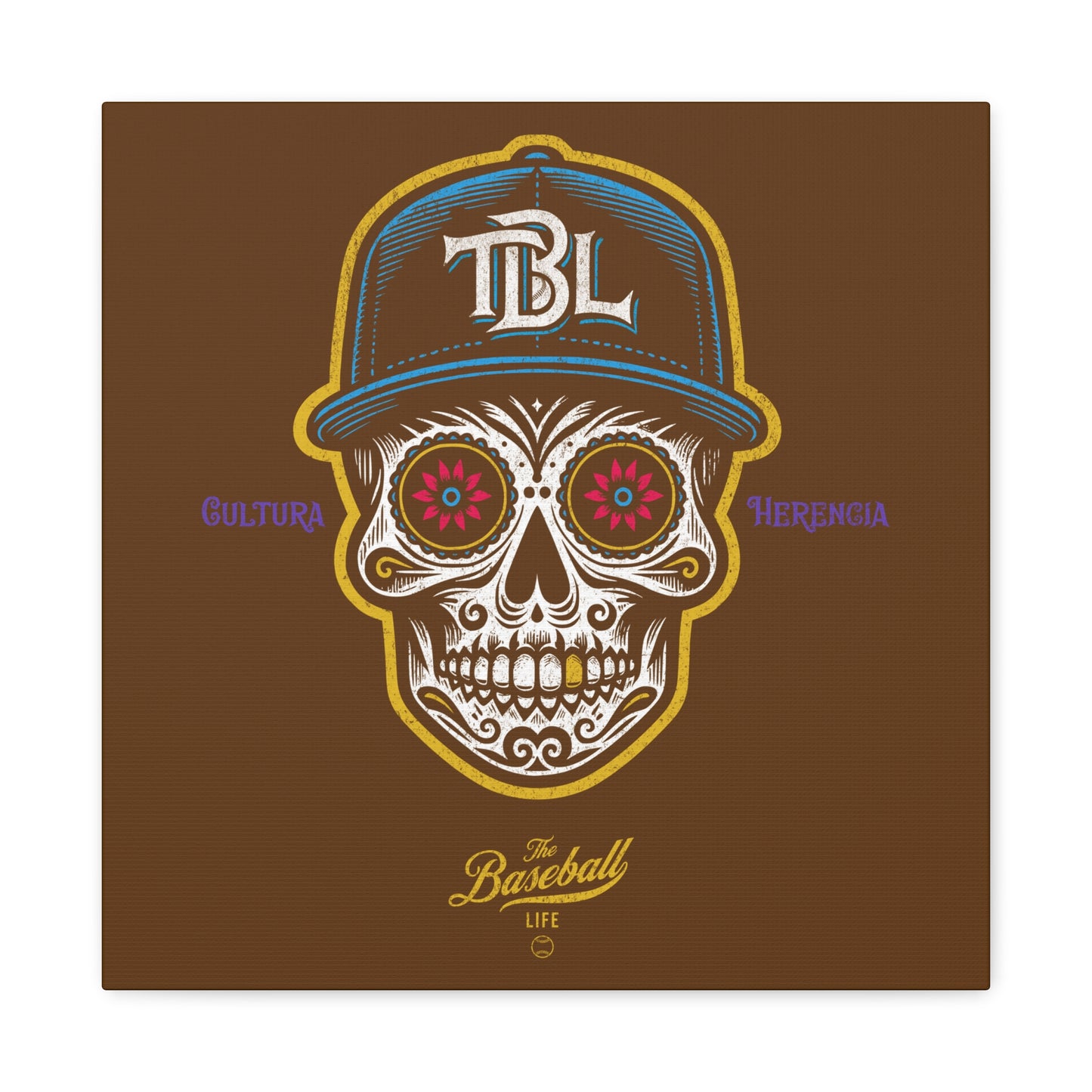 Beisbol Sugar Skull Series_Player 1  Wall Art Canvas_Brown