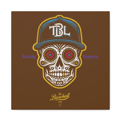 Beisbol Sugar Skull Series_Player 1  Wall Art Canvas_Brown