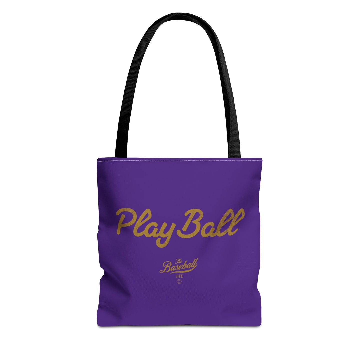 Play Ball Tote Bag_Purple with Old Gold Print
