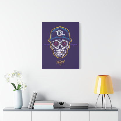 Beisbol Sugar Skull Series_Player 1 Wall Art Canvas_Purple