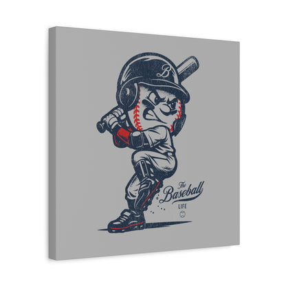 Mr. Baseball Mascot Batting Wall Art Canvas
