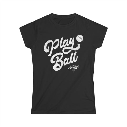 Women's Play Ball Script Baseball T-Shirt
