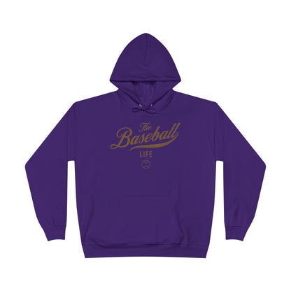 The Baseball Life Hoodie w/Grommets_Old Gold Print