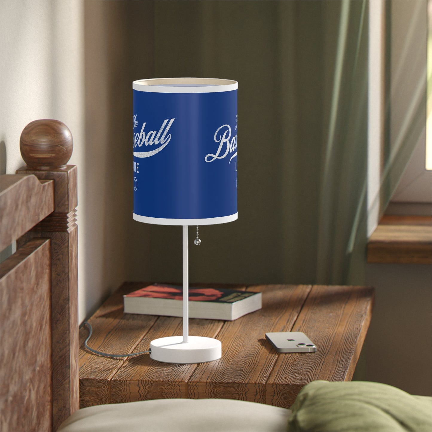 Table Lamp_Royal Blue w White Print