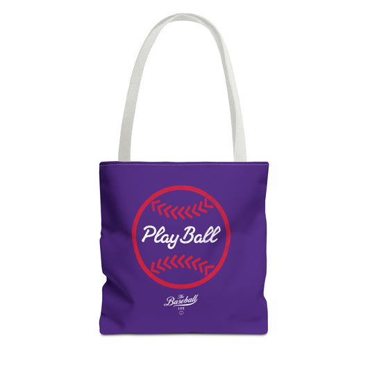 Baseball Icon Play Ball Tote Bag_Purple