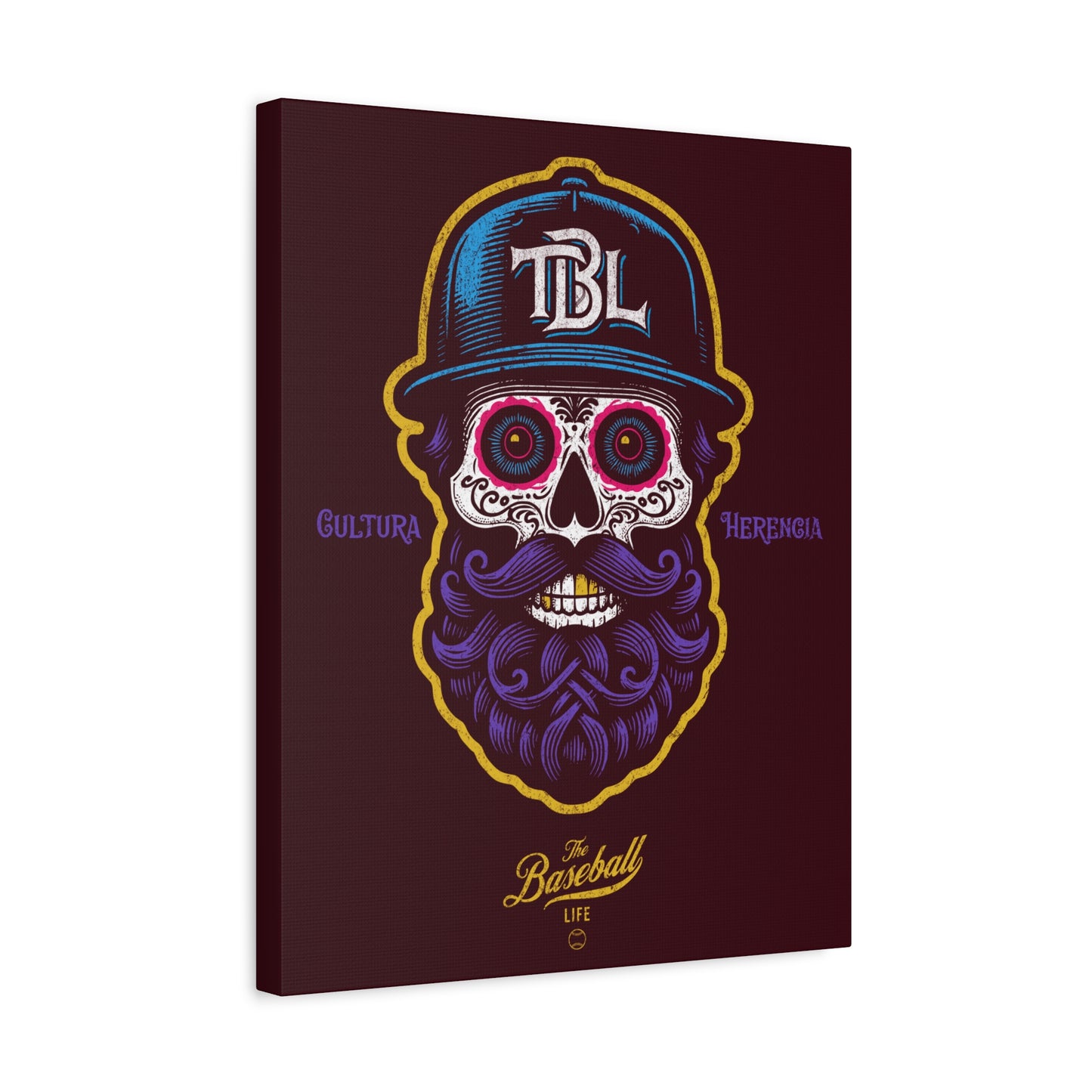 Beisbol Sugar Skull Series_Player 2 Wall Art Canvas_Coffee