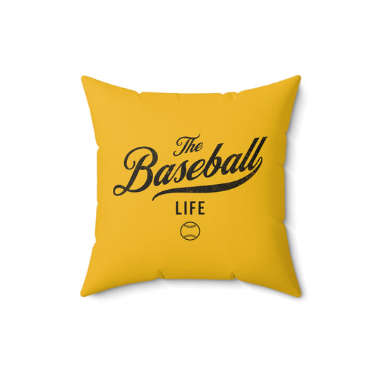 The Baseball Life Accent Pillow_Yellow Gold w Black Print