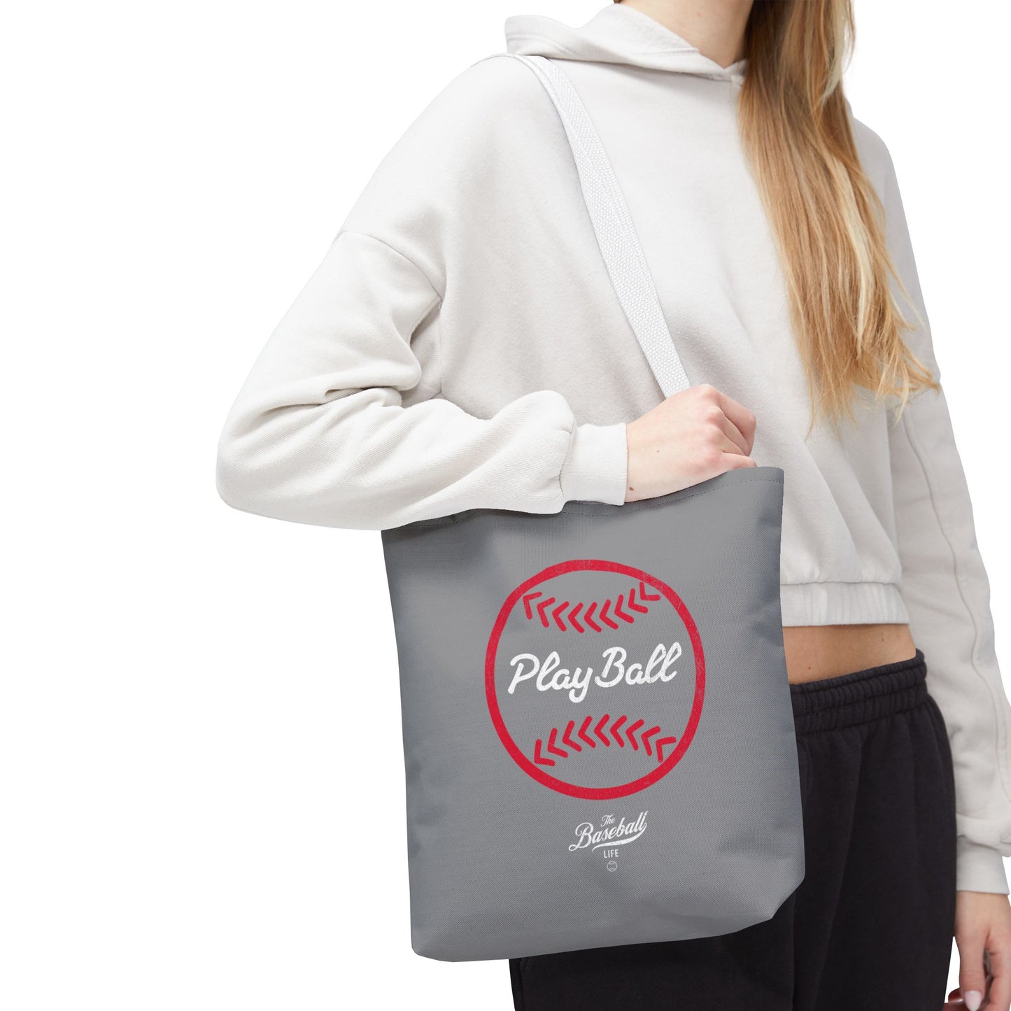 Baseball Icon Play Ball Tote Bag_Gray