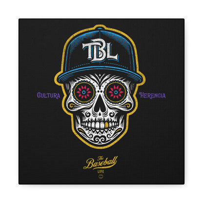 Beisbol Sugar Skull Series_Player 1  Wall Art Canvas_Black