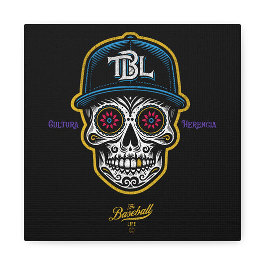Beisbol Sugar Skull Series_Player 1  Wall Art Canvas_Black