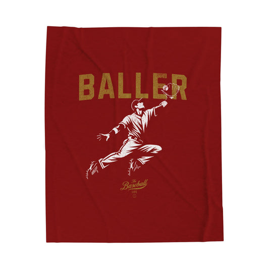Velveteen Plush Blanket_Baller_Maroon