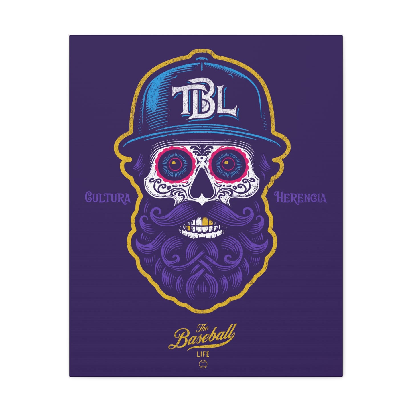 Beisbol Sugar Skull Series_Player 2 Wall Art Canvas_Purple