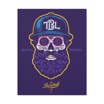 Beisbol Sugar Skull Series_Player 2 Wall Art Canvas_Purple