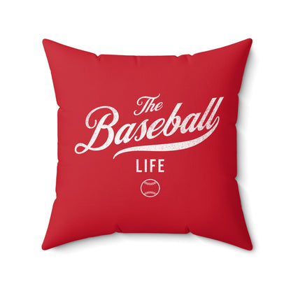 The Baseball Life Accent Pillow_Red w White Print